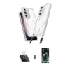 MARSİLYAN™- Galaxy S23 Plus Kılıf Atlas Doku Koleksiyonu - Siyah 360 Mat Full Body Arka Koruyucu + Kamera Lens Koruma Cam - SF