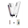 MARSİLYAN™- Galaxy S23 Plus Kılıf Atlas Doku Koleksiyonu - Siyah 6D Mat Seramik Hayalet Nano Ekran Koruyucu + Metal Kamera Lens - KI