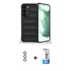 MARSİLYAN™- Galaxy S23 Plus Kılıf Atlas Koleksiyonu - Siyah 5D Eko Cam Ekran Koruyucu + Metal Kamera Lens - KI