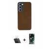 MARSİLYAN™- Galaxy S23 Plus Kılıf Doruk Asil Koleksiyonu - Siyah 360 Mat Full Body Arka Koruyucu + Kamera Lens Koruma Cam - SF