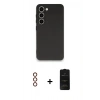 MARSİLYAN™- Galaxy S23 Plus Kılıf Kozmos Yansıma Özel Seri - Siyah 6D Antistatik Mat Seramik Hayalet Nano Ekran Koruyucu + Kırmızı Metal Kamera Lens