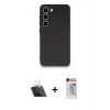MARSİLYAN™- Galaxy S23 Plus Kılıf Kozmos Yansıma Özel Seri - Siyah Hayalet Edge Cam Ekran Koruyucu + Kamera Lens Koruma Cam - SF