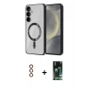 MARSİLYAN™- Galaxy S23 Plus Kılıf Nova Işık Özel Seri - Şeffaf 360 Full Body Arka Koruyucu + Metal Kamera Lens - KI
