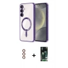 MARSİLYAN™- Galaxy S23 Plus Kılıf Nova Işık Özel Seri - Şeffaf 360 Full Body Arka Koruyucu + Metal Kamera Lens - KI