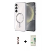 MARSİLYAN™- Galaxy S23 Plus Kılıf Nova Işık Özel Seri - Siyah 20D Premium Cam Ekran Koruyucu + Kırmızı Metal Kamera Lens