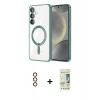 MARSİLYAN™- Galaxy S23 Plus Kılıf Nova Işık Özel Seri - Siyah 20D Premium Cam Ekran Koruyucu + Kırmızı Metal Kamera Lens