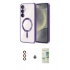 MARSİLYAN™- Galaxy S23 Plus Kılıf Nova Işık Özel Seri - Siyah 20D Premium Cam Ekran Koruyucu + Kırmızı Metal Kamera Lens
