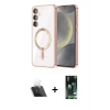 MARSİLYAN™- Galaxy S23 Plus Kılıf Nova Işık Özel Seri - Siyah 360 Mat Full Body Arka Koruyucu + Kamera Lens Koruma Cam - SF