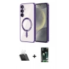 MARSİLYAN™- Galaxy S23 Plus Kılıf Nova Işık Özel Seri - Siyah 360 Mat Full Body Arka Koruyucu + Kamera Lens Koruma Cam - SF
