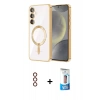 MARSİLYAN™- Galaxy S23 Plus Kılıf Nova Işık Özel Seri - Siyah 5D Eko Cam Ekran Koruyucu + Metal Kamera Lens - KI