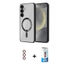 MARSİLYAN™- Galaxy S23 Plus Kılıf Nova Işık Özel Seri - Siyah 5D Eko Cam Ekran Koruyucu + Metal Kamera Lens - KI