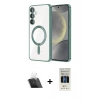 MARSİLYAN™- Galaxy S23 Plus Kılıf Nova Işık Özel Seri - Siyah 5D Hayalet Cam Ekran Koruyucu + Kamera Lens Koruma Cam - SF