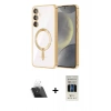 MARSİLYAN™- Galaxy S23 Plus Kılıf Nova Işık Özel Seri - Siyah 5D Hayalet Cam Ekran Koruyucu + Kamera Lens Koruma Cam - SF