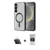 MARSİLYAN™- Galaxy S23 Plus Kılıf Nova Işık Özel Seri - Siyah 5D Hayalet Cam Ekran Koruyucu + Kamera Lens Koruma Cam - SF