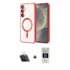 MARSİLYAN™- Galaxy S23 Plus Kılıf Nova Işık Özel Seri - Siyah 5D Hayalet Cam Ekran Koruyucu + Kamera Lens Koruma Cam - SF