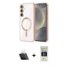 MARSİLYAN™- Galaxy S23 Plus Kılıf Nova Işık Özel Seri - Siyah 5D Hayalet Cam Ekran Koruyucu + Kamera Lens Koruma Cam - SF