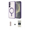 MARSİLYAN™- Galaxy S23 Plus Kılıf Nova Işık Özel Seri - Siyah 5D Hayalet Cam Ekran Koruyucu + Metal Kamera Lens - KI