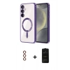MARSİLYAN™- Galaxy S23 Plus Kılıf Nova Işık Özel Seri - Siyah 6D Antistatik Mat Seramik Hayalet Nano Ekran Koruyucu + Metal Kamera Lens - KI