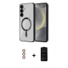 MARSİLYAN™- Galaxy S23 Plus Kılıf Nova Işık Özel Seri - Siyah 6D Antistatik Mat Seramik Hayalet Nano Ekran Koruyucu + Metal Kamera Lens - KI