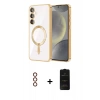MARSİLYAN™- Galaxy S23 Plus Kılıf Nova Işık Özel Seri - Siyah 6D Antistatik Mat Seramik Hayalet Nano Ekran Koruyucu + Metal Kamera Lens - KI
