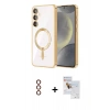 MARSİLYAN™- Galaxy S23 Plus Kılıf Nova Işık Özel Seri - Siyah Seramik Nano Ekran Koruyucu + Metal Kamera Lens - KI