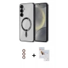MARSİLYAN™- Galaxy S23 Plus Kılıf Nova Işık Özel Seri - Siyah Seramik Nano Ekran Koruyucu + Metal Kamera Lens - KI