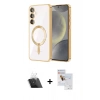MARSİLYAN™- Galaxy S23 Plus Kılıf Nova Işık Özel Seri - Siyah Seramik Nano Ekran Koruyucu + Şeffaf Kamera Lens Koruma Cam
