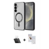 MARSİLYAN™- Galaxy S23 Plus Kılıf Nova Işık Özel Seri - Siyah Seramik Nano Ekran Koruyucu + Şeffaf Kamera Lens Koruma Cam