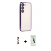 MARSİLYAN™- Galaxy S23 Plus Kılıf Vadi Minimal - Şeffaf Pasifik Cam Ekran Koruyucu + Metal Kamera Lens - KI