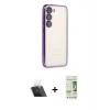 MARSİLYAN™- Galaxy S23 Plus Kılıf Vadi Minimal - Siyah 20D Premium Cam Ekran Koruyucu + Kamera Lens Koruma Cam - SF