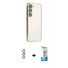 MARSİLYAN™- Galaxy S23 Plus Kılıf Vadi Minimal - Siyah 5D Eko Cam Ekran Koruyucu + Metal Kamera Lens - KI