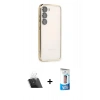 MARSİLYAN™- Galaxy S23 Plus Kılıf Vadi Minimal - Siyah 5D Eko Cam Ekran Koruyucu + Şeffaf Kamera Lens Koruma Cam