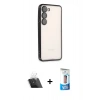 MARSİLYAN™- Galaxy S23 Plus Kılıf Vadi Minimal - Siyah 5D Eko Cam Ekran Koruyucu + Şeffaf Kamera Lens Koruma Cam