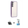 MARSİLYAN™- Galaxy S23 Plus Kılıf Vadi Minimal - Siyah 5D Eko Cam Ekran Koruyucu + Şeffaf Kamera Lens Koruma Cam