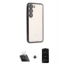 MARSİLYAN™- Galaxy S23 Plus Kılıf Vadi Minimal - Siyah 6D Antistatik Mat Seramik Hayalet Nano Ekran Koruyucu + Kamera Lens Koruma Cam - SF