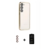 MARSİLYAN™- Galaxy S23 Plus Kılıf Vadi Minimal - Siyah 6D Antistatik Mat Seramik Hayalet Nano Ekran Koruyucu + Metal Kamera Lens - KI