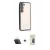 MARSİLYAN™- Galaxy S23 Plus Kılıf Vadi Minimal - Siyah 6D Mat Seramik Hayalet Nano Ekran Koruyucu + Şeffaf Kamera Lens Koruma Cam