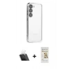 MARSİLYAN™- Galaxy S23 Plus Kılıf Vadi Minimal - Siyah Mat Seramik Nano Ekran Koruyucu + Şeffaf Kamera Lens Koruma Cam