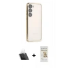 MARSİLYAN™- Galaxy S23 Plus Kılıf Vadi Minimal - Siyah Mat Seramik Nano Ekran Koruyucu + Şeffaf Kamera Lens Koruma Cam