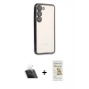 MARSİLYAN™- Galaxy S23 Plus Kılıf Vadi Minimal - Siyah Mat Seramik Nano Ekran Koruyucu + Şeffaf Kamera Lens Koruma Cam