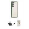 MARSİLYAN™- Galaxy S23 Plus Kılıf Vadi Minimal - Siyah Mat Seramik Nano Ekran Koruyucu + Şeffaf Kamera Lens Koruma Cam