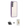 MARSİLYAN™- Galaxy S23 Plus Kılıf Vadi Minimal - Siyah Mat Seramik Nano Ekran Koruyucu + Şeffaf Kamera Lens Koruma Cam