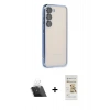 MARSİLYAN™- Galaxy S23 Plus Kılıf Vadi Minimal - Siyah Mat Seramik Nano Ekran Koruyucu + Şeffaf Kamera Lens Koruma Cam