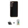 MARSİLYAN™- Galaxy S23 Plus Kılıf Yankı Serisi - Şeffaf Polymer Nano Ekran Koruyucu + Kamera Lens Koruma Cam - SF