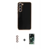 MARSİLYAN™- Galaxy S23 Plus Kılıf Yankı Serisi - Siyah 360 Mat Full Body Arka Koruyucu + Metal Kamera Lens - KI
