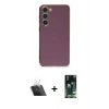 MARSİLYAN™- Galaxy S23 Plus Kılıf Yankı Serisi - Siyah 360 Mat Full Body Arka Koruyucu + Kamera Lens Koruma Cam - SF
