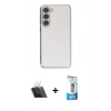 MARSİLYAN™- Galaxy S23 Plus Kılıf Yankı Serisi - Siyah 5D Eko Cam Ekran Koruyucu + Kamera Lens Koruma Cam - SF