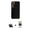 MARSİLYAN™- Galaxy S23 Plus Kılıf Yankı Serisi - Siyah 5D Hayalet Cam Ekran Koruyucu + Kamera Lens Koruma Cam - SF