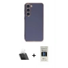 MARSİLYAN™- Galaxy S23 Plus Kılıf Yankı Serisi - Siyah 5D Hayalet Cam Ekran Koruyucu + Kamera Lens Koruma Cam - SF