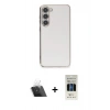 MARSİLYAN™- Galaxy S23 Plus Kılıf Yankı Serisi - Siyah 5D Hayalet Cam Ekran Koruyucu + Kamera Lens Koruma Cam - SF